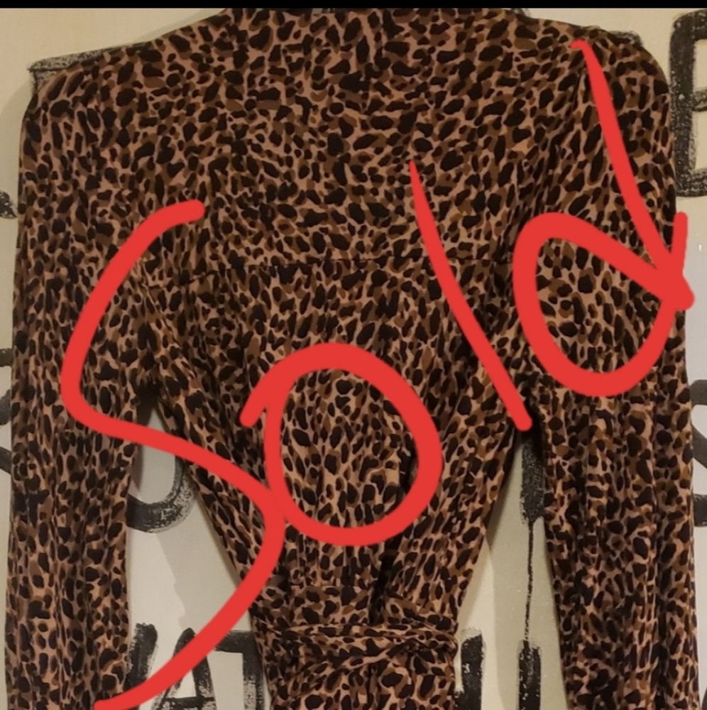 LK Bennett size 4 cheetah print midi wrap dress